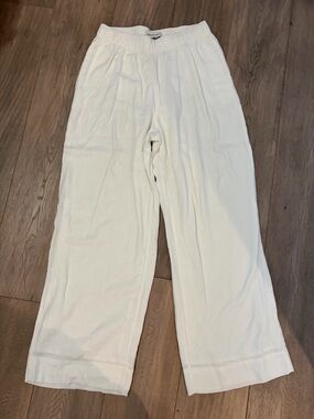 Abercrombie & Fitch Cream Wide-Leg Linen Pant